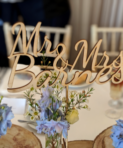 Wooden laser cut wedding table name, freestanding table names