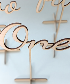 Wooden laser cut wedding table numbers, freestanding table number